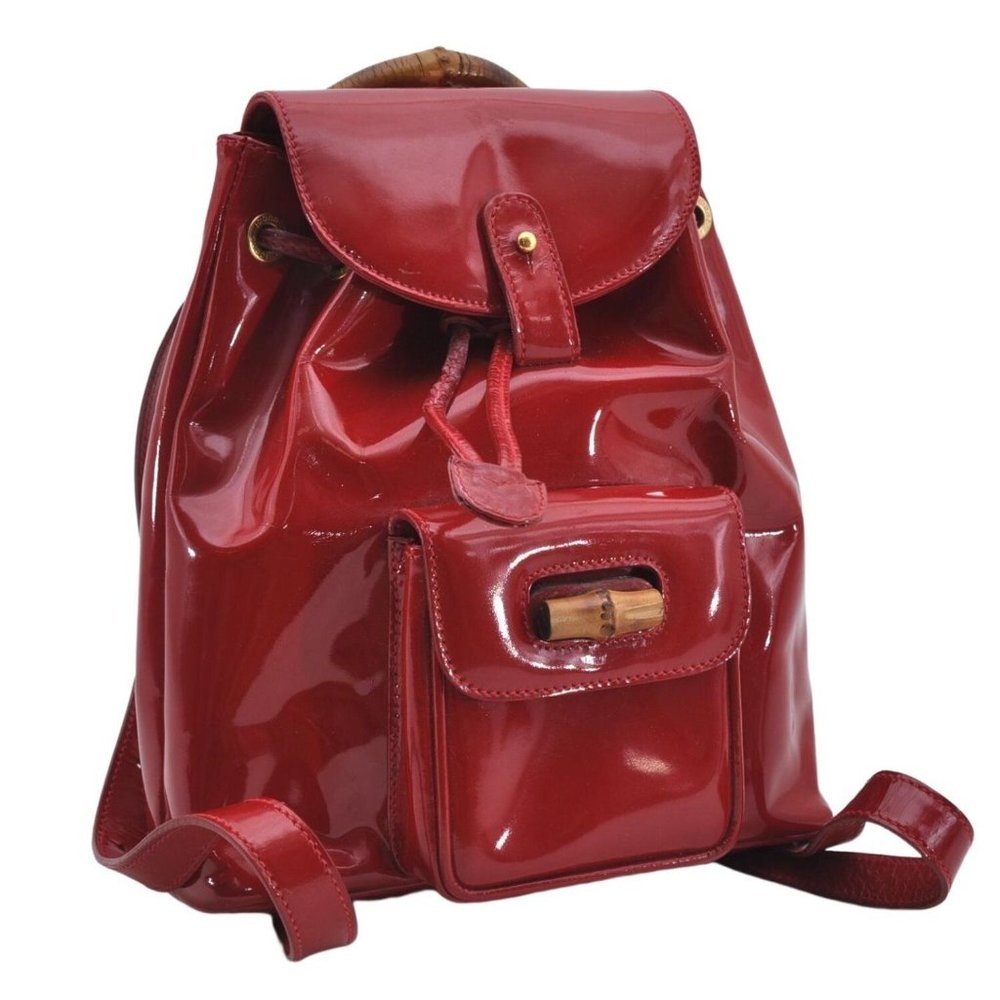 Tom Ford, Gucci, red enamel leather, messenger bag/backpack